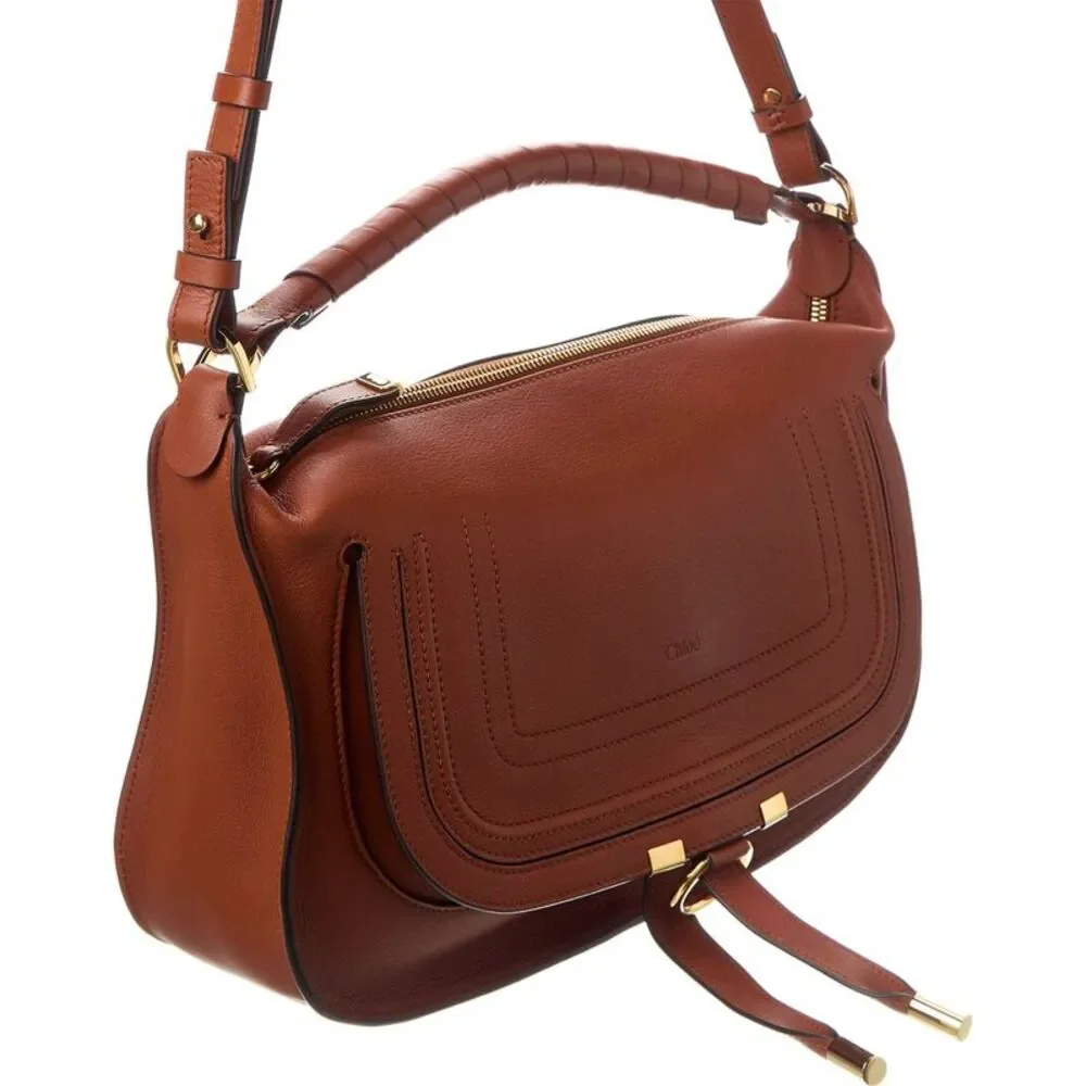 Chloé Marcie Small Leather Shoulder Bag, Brown